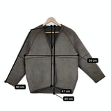 PASSIONE ノーカラー リバーシブル ボア スエード サイズ38 ジャケット グレー レディース パシオーネ【中古】5-1024A◆