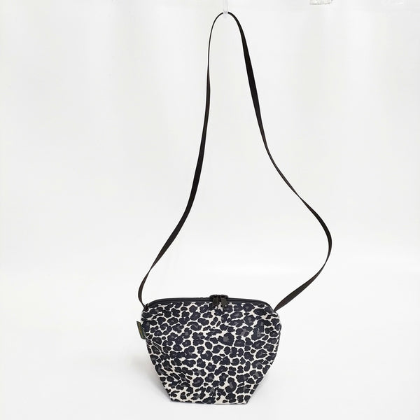 Herve Chapelier ナイロン舟型ショルダーバッグSパンサーブラン 定32780円 2885F ブラック ベージュ レディース エルベシャプリエ【中古】5-0815G♪