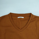 Lequal レコル Vネック コットン サイズ46 半袖Ｔシャツ カットソー ブラウン メンズ【中古】6-0422S∞