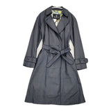 Aquascutum 定価115500円 羽織 1653060-39 ベルト付き デニム コットンシルク コート ネイビー レディース アクアスキュータム【中古】6-0221M∞