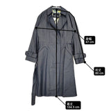 Aquascutum 定価115500円 羽織 1653060-39 ベルト付き デニム コットンシルク コート ネイビー レディース アクアスキュータム【中古】6-0221M∞