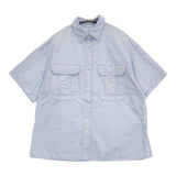 Spick and Span ガーメントダイサファリシャツ 定価12100円 半袖シャツ 24SS ライトブルー レディース スピックアンドスパン【中古】5-0815S♪