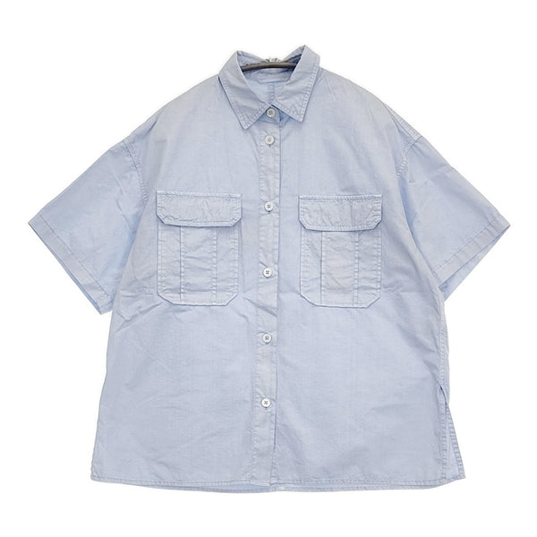 Spick and Span ガーメントダイサファリシャツ 定価12100円 半袖シャツ 24SS ライトブルー レディース スピックアンドスパン【中古】5-0815S♪