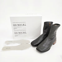NICAL ニカル ウッドヒールストレッチミドルブーツ 羊革 本革 定価16500円 Lサイズ ブーツ ブラック レディース【中古】5-1009T◎