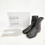 NICAL ニカル ウッドヒールストレッチミドルブーツ 羊革 本革 定価16500円 Lサイズ ブーツ ブラック レディース【中古】5-1009T◎