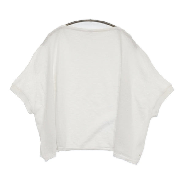 45R/45rpm ギマニットPONCHO 定価19800円 ポンチョ コットン ニット ホワイト レディース フォーティーファイブアールピーエム【中古】5-0819S♪