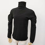 PLEATS PLEASE ISSEY MIYAKE A-POC INSIDE 裾ロゴ ハイネック カットソー ブラック レディース プリーツプリーズ【中古】5-0815M♪