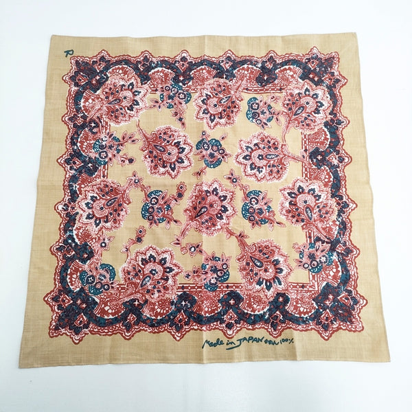45R/45rpm もめん ペイズリー柄 バンダナ スカーフ ベージュ レッド レディース フォーティーファイブアールピーエム【中古】5-1108G◎
