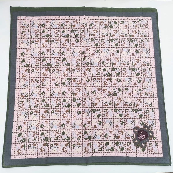 45R/45rpm もめん ドット 花柄 バンダナ スカーフ ピンク グリーン レディース フォーティーファイブアールピーエム【中古】5-1108G◎