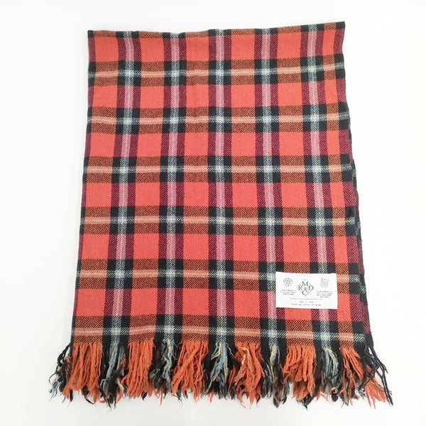 R&D.M.Co- タータンチェック 大判 ストール マフラー フリンジ ブランケット レッド レディース オールドマンズテーラー【中古】5-1027T◎