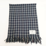 R&D.M.Co- タータンチェック 大判 ストール マフラー フリンジ ブランケット ネイビー レディース オールドマンズテーラー【中古】5-1027T◎