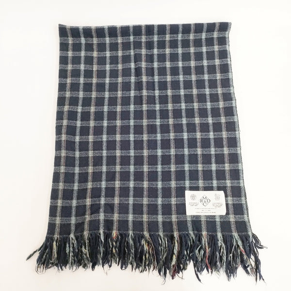 R&D.M.Co- タータンチェック 大判 ストール マフラー フリンジ ブランケット ネイビー レディース オールドマンズテーラー【中古】5-1027T◎