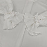 C'est ChiC'a ポリエステル プルオーバー シアー ブラウス シャツ ホワイト レディース セシカ【中古】5-1204M∞