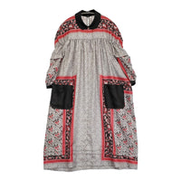 tricot COMME des GARCONS パネルフラワーチロリアン丸襟ワンピース AD2016 レッド ブラック レディース トリココムデギャルソン【中古】5-0815S♪