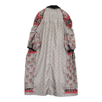 tricot COMME des GARCONS パネルフラワーチロリアン丸襟ワンピース AD2016 レッド ブラック レディース トリココムデギャルソン【中古】5-0815S♪
