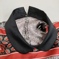 tricot COMME des GARCONS パネルフラワーチロリアン丸襟ワンピース AD2016 レッド ブラック レディース トリココムデギャルソン【中古】5-0815S♪