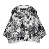 mina perhonen aca8941 cache cache ギャザースリーブ 定価30800円 カットソー ホワイト ブラック レディース ミナペルホネン【中古】5-0815M♪