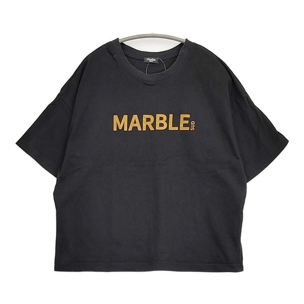 marble sud 01BS003108 ロゴ フロッキープリント 半袖Ｔシャツ カットソー ブラック レディース マーブルシュッド【中古】5-0819S♪