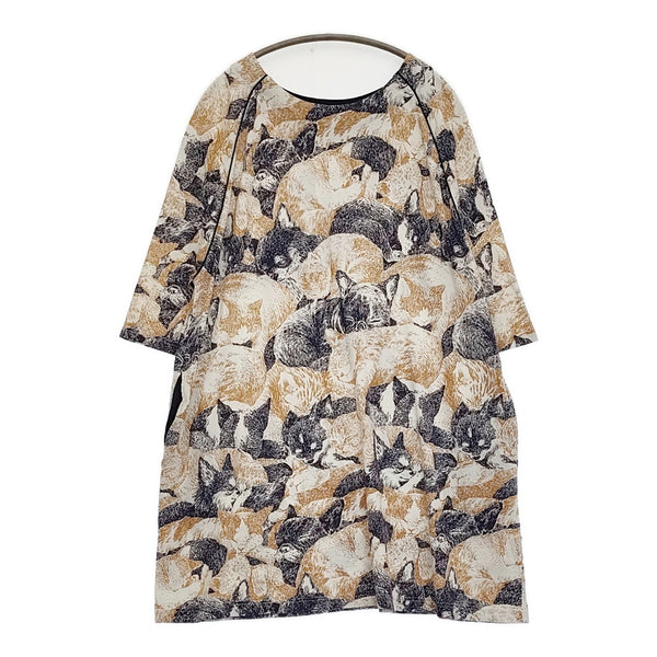 marble sud SIESTA 犬 猫 シエスタプリント コットンレーヨン ワンピース ホワイト ネイビー レディース マーブルシュッド【中古】5-0819S♪