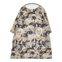 marble sud SIESTA 犬 猫 シエスタプリント コットンレーヨン ワンピース ホワイト ネイビー レディース マーブルシュッド【中古】5-0819S♪