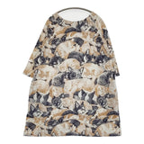 marble sud SIESTA 犬 猫 シエスタプリント コットンレーヨン ワンピース ホワイト ネイビー レディース マーブルシュッド【中古】5-0819S♪