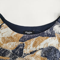 marble sud SIESTA 犬 猫 シエスタプリント コットンレーヨン ワンピース ホワイト ネイビー レディース マーブルシュッド【中古】5-0819S♪