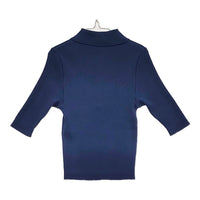 AURALEE COTTON HIGHGAUGERIB KNIT POLO SHIRT サイズ0 定価30800円 A00P01HR ニット 25SS ネイビー レディース オーラリー【中古】5-0815S♪