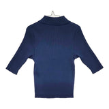 AURALEE COTTON HIGHGAUGERIB KNIT POLO SHIRT サイズ0 定価30800円 A00P01HR ニット 25SS ネイビー レディース オーラリー【中古】5-0815S♪