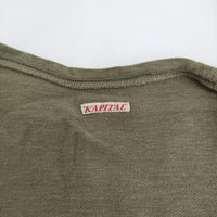 KAPITAL 鹿の子 オーバーサイズカットソー サイズ1 Uネック ポロシャツ カーキ レディース キャピタル【中古】5-0822S♪