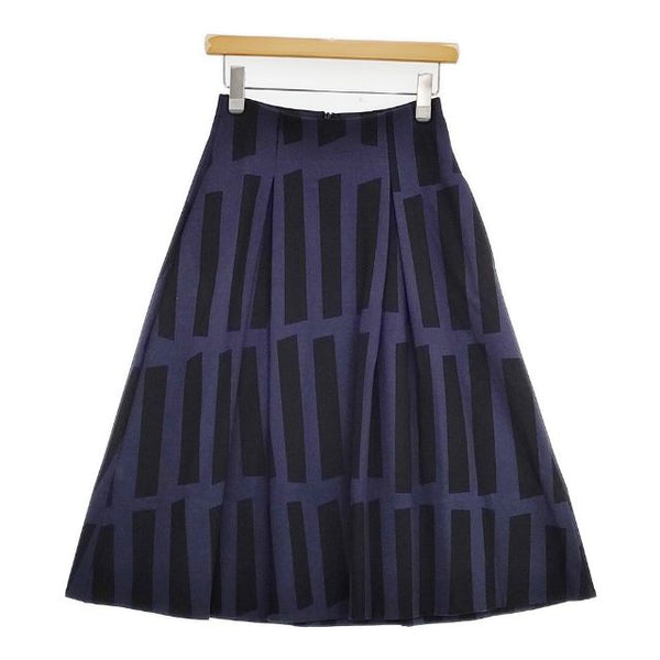 marimekko KURVI レーヨン タックスカート XS ロングスカート ネイビー ブラック レディース マリメッコ【中古】5-1124M∞