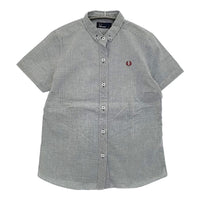 FRED PERRY F8039 ギンガムチェック ボタンダウン BD サイズM 半袖シャツ グリーン ネイビー レディース フレッドペリー【中古】5-0822S♪