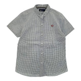 FRED PERRY F8039 ギンガムチェック ボタンダウン BD サイズM 半袖シャツ グリーン ネイビー レディース フレッドペリー【中古】5-0822S♪