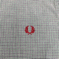 FRED PERRY F8039 ギンガムチェック ボタンダウン BD サイズM 半袖シャツ グリーン ネイビー レディース フレッドペリー【中古】5-0822S♪