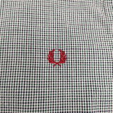 FRED PERRY F8039 ギンガムチェック ボタンダウン BD サイズM 半袖シャツ グリーン ネイビー レディース フレッドペリー【中古】5-0822S♪