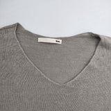 evam eva ウォッシャブルリネンVネックプルオーバー E221K048 セーター ニット グレー レディース エヴァムエヴァ【中古】6-0221M∞