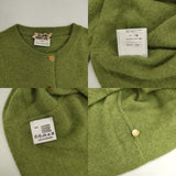 HERMES セリエボタン カシミヤ スコットランド製 カーディガン 80'sヴィンテージ グリーン レディース エルメス【中古】5-1102T∞