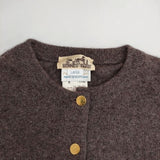 HERMES 馬車タグ セリエボタン カシミヤ スコットランド製 カーディガン 80'sヴィンテージ ブラウン レディース エルメス【中古】5-1127T∞