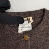 HERMES 馬車タグ セリエボタン カシミヤ スコットランド製 カーディガン 80'sヴィンテージ ブラウン レディース エルメス【中古】5-1127T∞