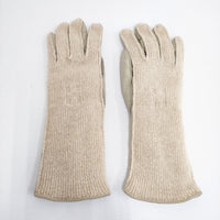 美品　エルメス　カシミア　手袋　グローブ　ロング　ベージュ HERMES レザー/カシミヤ Hロゴ サイズ6 1/2 手袋 ベージュ レディース