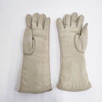 HERMES レザー/カシミヤ Hロゴ サイズ6 1/2 手袋 ベージュ レディース