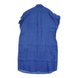GYMPHLEX 半袖リネンシャツワンピース J-1098 KLS サイズ14 定価17380円 ワンピース ブルー レディース ジムフレックス【中古】5-0822S♪