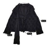 Y's フード付き ドット 羽織 yo-t07-064 コットンウール ジャケット ブラック レディース ワイズ/Yohji【中古】5-1127T∞