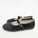 LA CADENA ラ・カデナ ベルベット ベロア サイズ38 フラットシューズ バレエシューズ ブラック レディース【中古】5-1120T◎