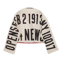 BEAMS BOY ニュースペーパー リバーシブル ジャケット 定価18480円 ノーカラー ベージュ レッド レディース ビームスボーイ【中古】5-0902M♪