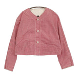 BEAMS BOY ニュースペーパー リバーシブル ジャケット 定価18480円 ノーカラー ベージュ レッド レディース ビームスボーイ【中古】5-0902M♪