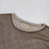 maturely Chambray In Side Out Long Sleeves シアー シースルー メッシュ カットソー ブラウン レディース マチュアリー【中古】5-1204M∞