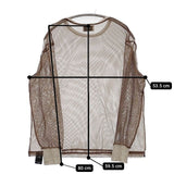 maturely Chambray In Side Out Long Sleeves シアー シースルー メッシュ カットソー ブラウン レディース マチュアリー【中古】5-1204M∞