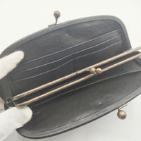 ebagos レザーがま口ウォレット 長財布 ブラック レディース エバゴス【中古】5-1012G∞