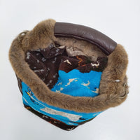 ebagos BIRD JOURNEY シェニール ソフトバケツ 2WAY 定価74800円 ショルダーバッグ 24AW ブラウン ブルー レディース エバゴス【中古】5-0829T♪