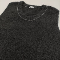 homspun 未使用品 コットンリネンモールベスト 定価20900円 241-7910 ベスト 24SS ブラック レディース ホームスパン【中古】5-0902M♪